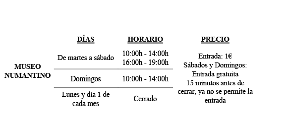Horarios de apertura del Museo Numantino.