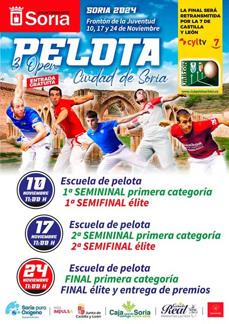 Cartel publicitario para el III Open de Soria de Pelota Mano.