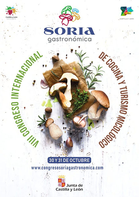 Cartel del VIII Congreso Internacional de Cocina y Turismo Micológico Soria Gastronómica 2023.