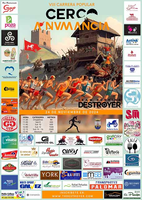 Cartel publicitario de la VIII Carrera Popular "Cerco a Numancia".
