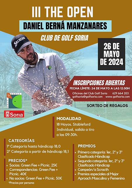 Cartel publicitario para el III Open Daniel Berna Manzanares.