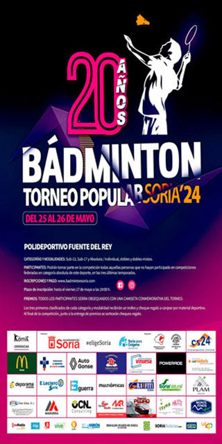 Cartel publicitario del XX Torneo Popular de Bádminton.