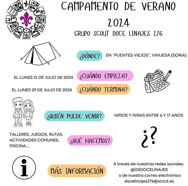 Cartel publicitario para el campamento 12 Linajes.