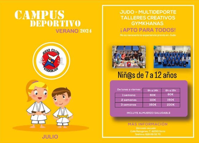 Cartel publicitario para el campus deportivo urbano de judo.