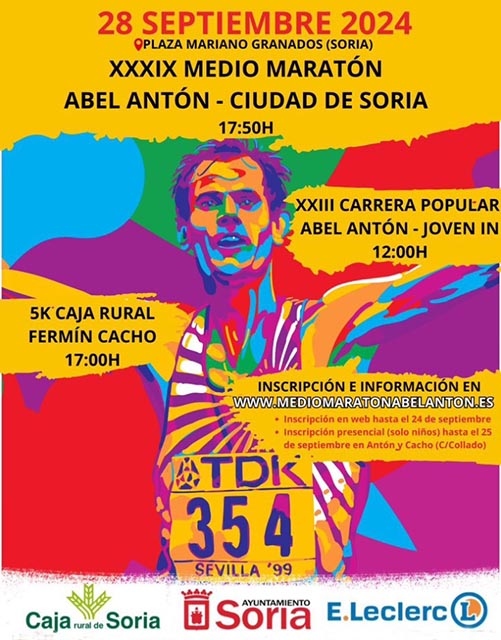 Cartel publicitario del Medio Maratón Abel Antón.
