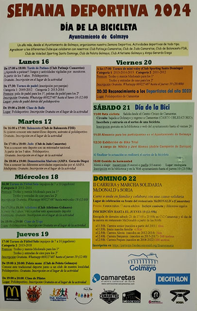 Cartel publicitario de la Semana Deportiva de Golmayo 2024.