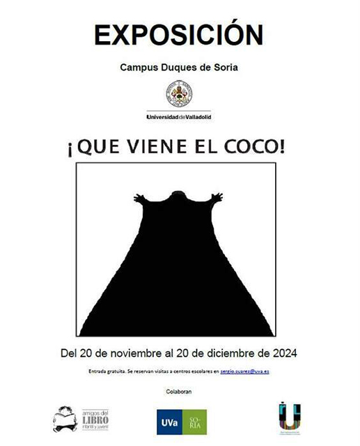 Cartel publicitario para la exposición "Que viene el Coco" en el Campus de Soria.